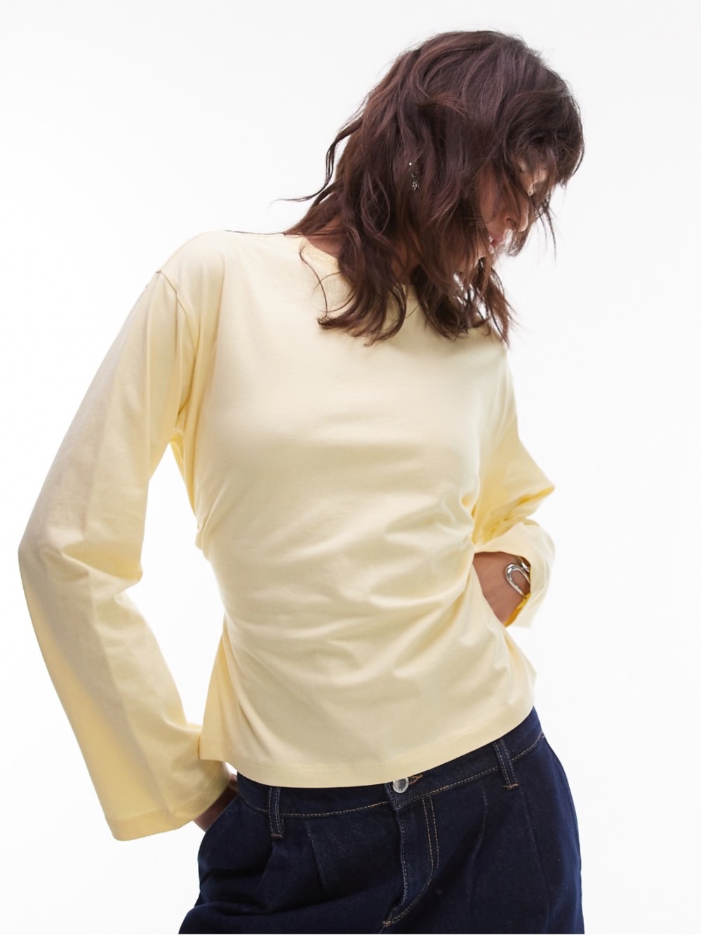 ASOS DESIGN long sleeve corset T-shirt with tie back lace up detail